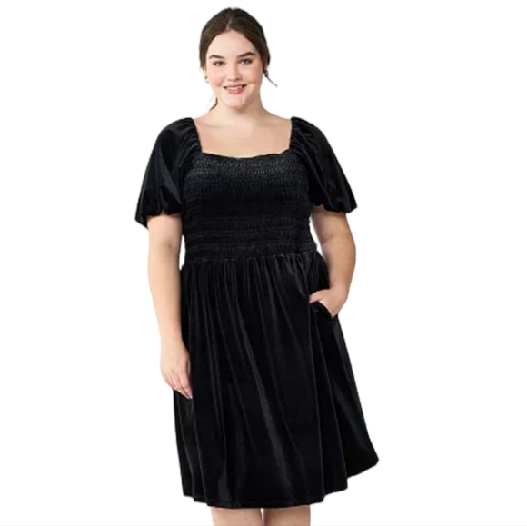 Draper James Dresses & Skirts - Draper James RSVP Short Sleeve Velvet Dress, Black, Plus Sizes 1X